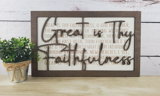Great is Thy Faithfulness Layered Wood Sign